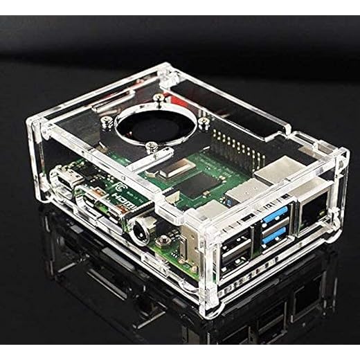 Raspberry Pi 4 Case Acrylic with Fan + Heatsink