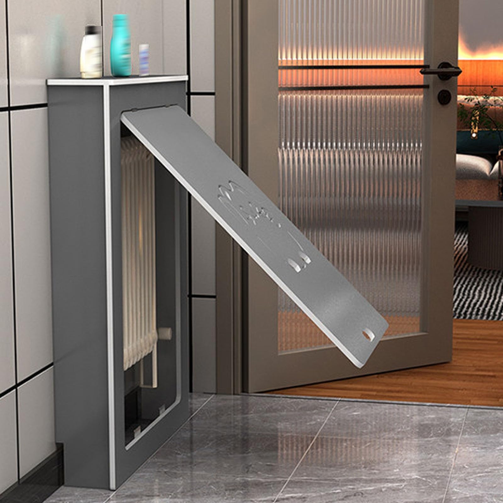 Cubiertas de calefacción para radiadores con estante de almacenamiento y puerta abatible