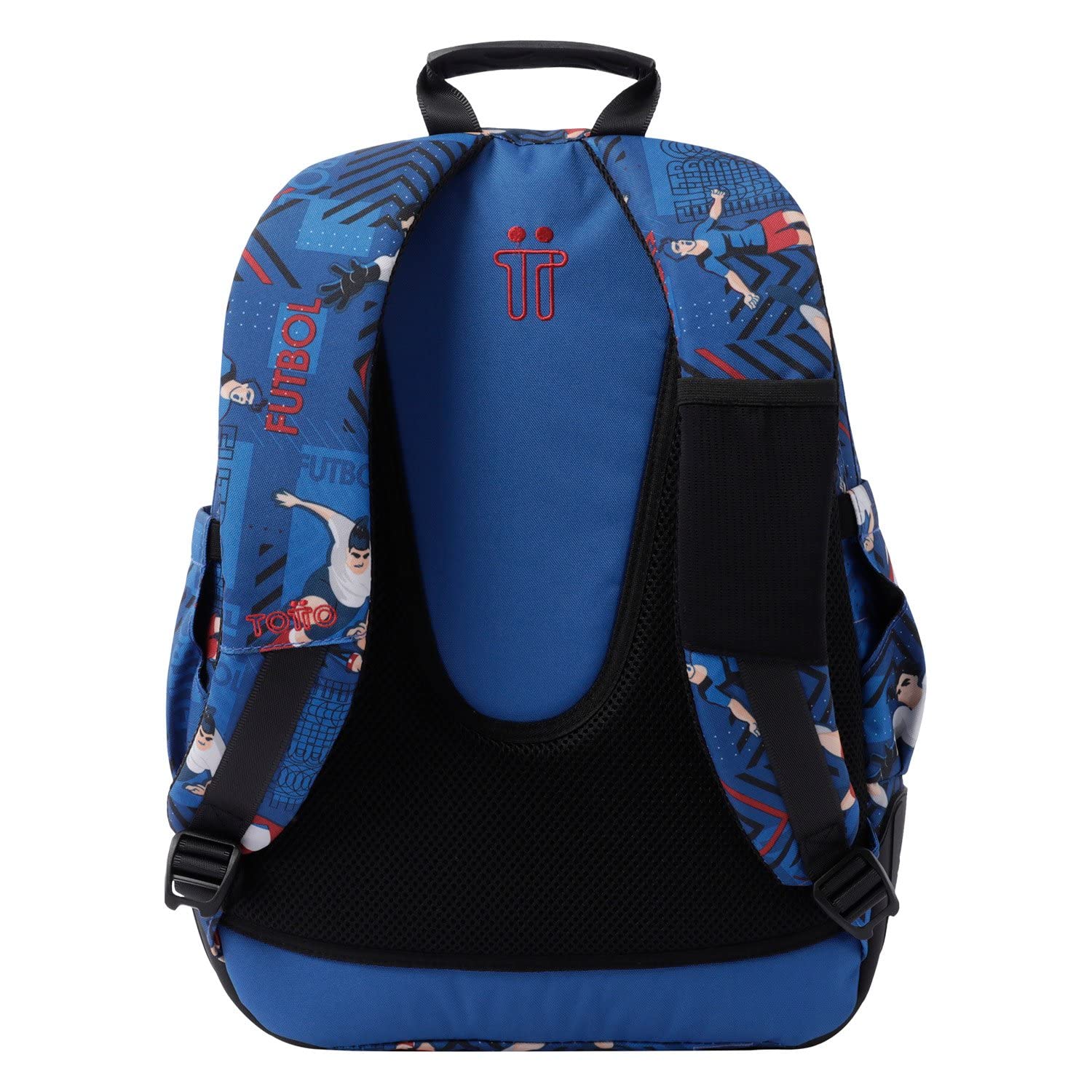 TOTTO Mochila escolar azul y futbolistas - Crayoles