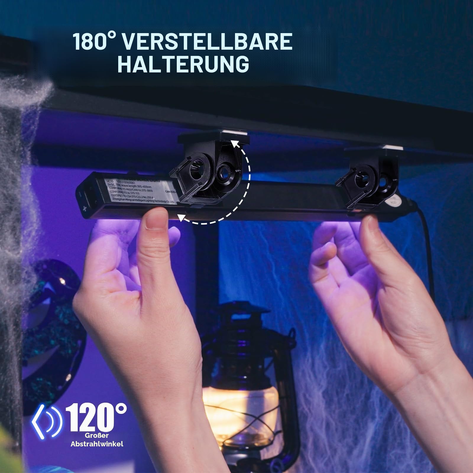 Barrina Schwarzlicht LED Strip, 10W 28cm USB Schwarzer Lichtbalken, Verstellbare Schwarzlichtlampe für Party, Körperfarben Halloween Dekorationen, Tragbare UV LED Schwarzlicht für Schlafzimmer, 2er