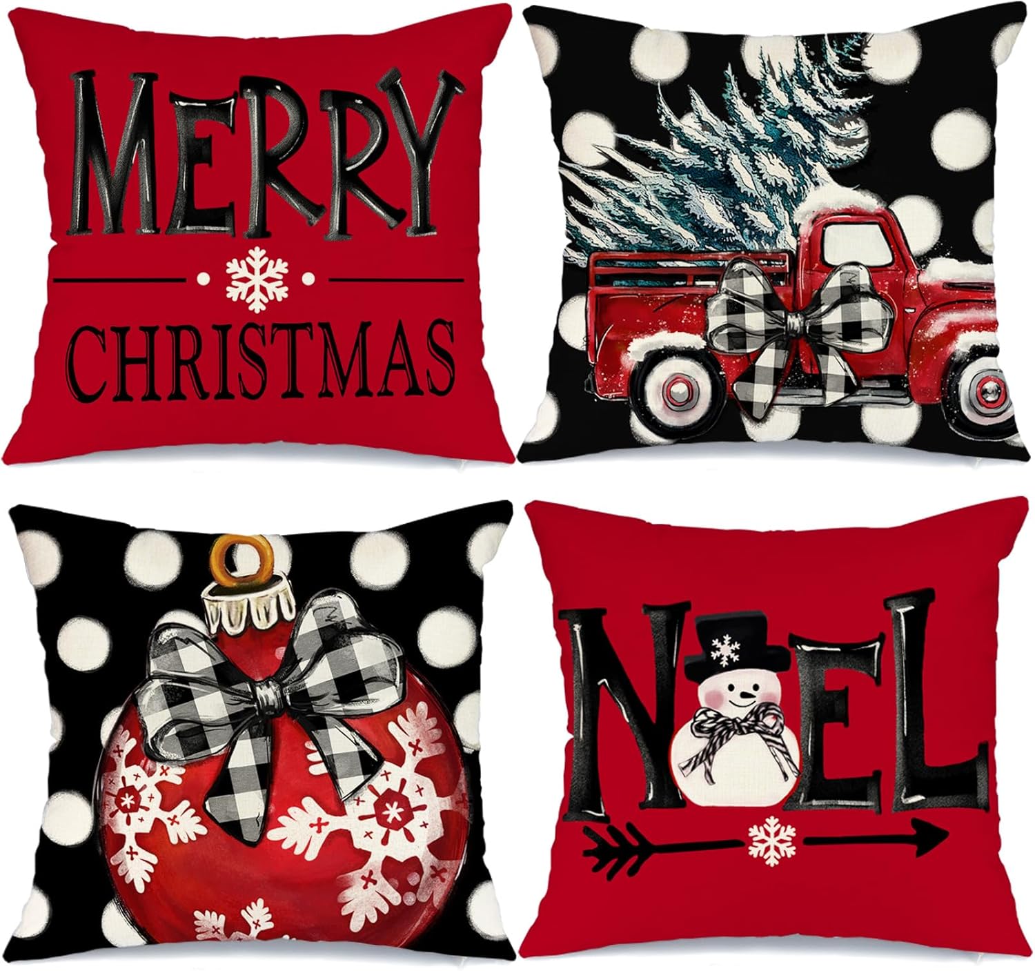 AACORS Christmas Pillow Covers 18 x 18 Inch Set of 4, Polka