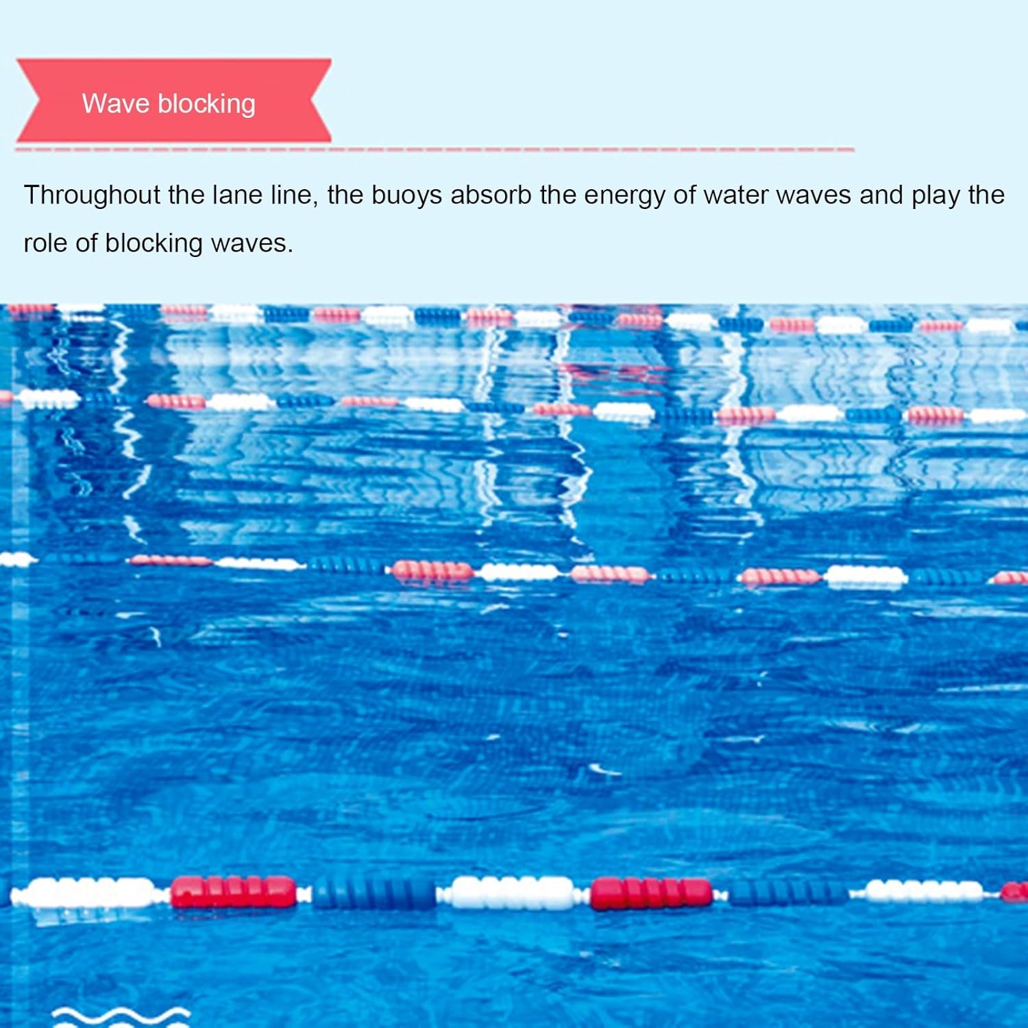 Swimming Lane Dividers, Pool Safety Divider Rope Float, Swimming Pool Rope Floats Kit, Pool Break Waves Safety Rope for Inground Pool Water Park,Rosso-Steel Wire ropes2m (White Nylon rope1m)