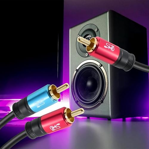 Miniatura 4 de SHD Cable de subwoofer RCA a 2RCA, cable de audio 2RCA a 1RCA bidireccional RCA adaptador Y de calidad de sonido premium con blindaje dual con