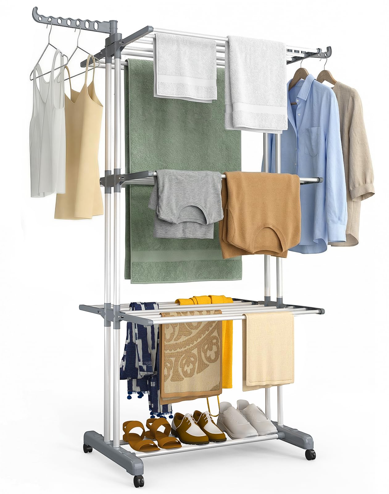Séchoir à linge grande capacité pliable et mobile pour la maison