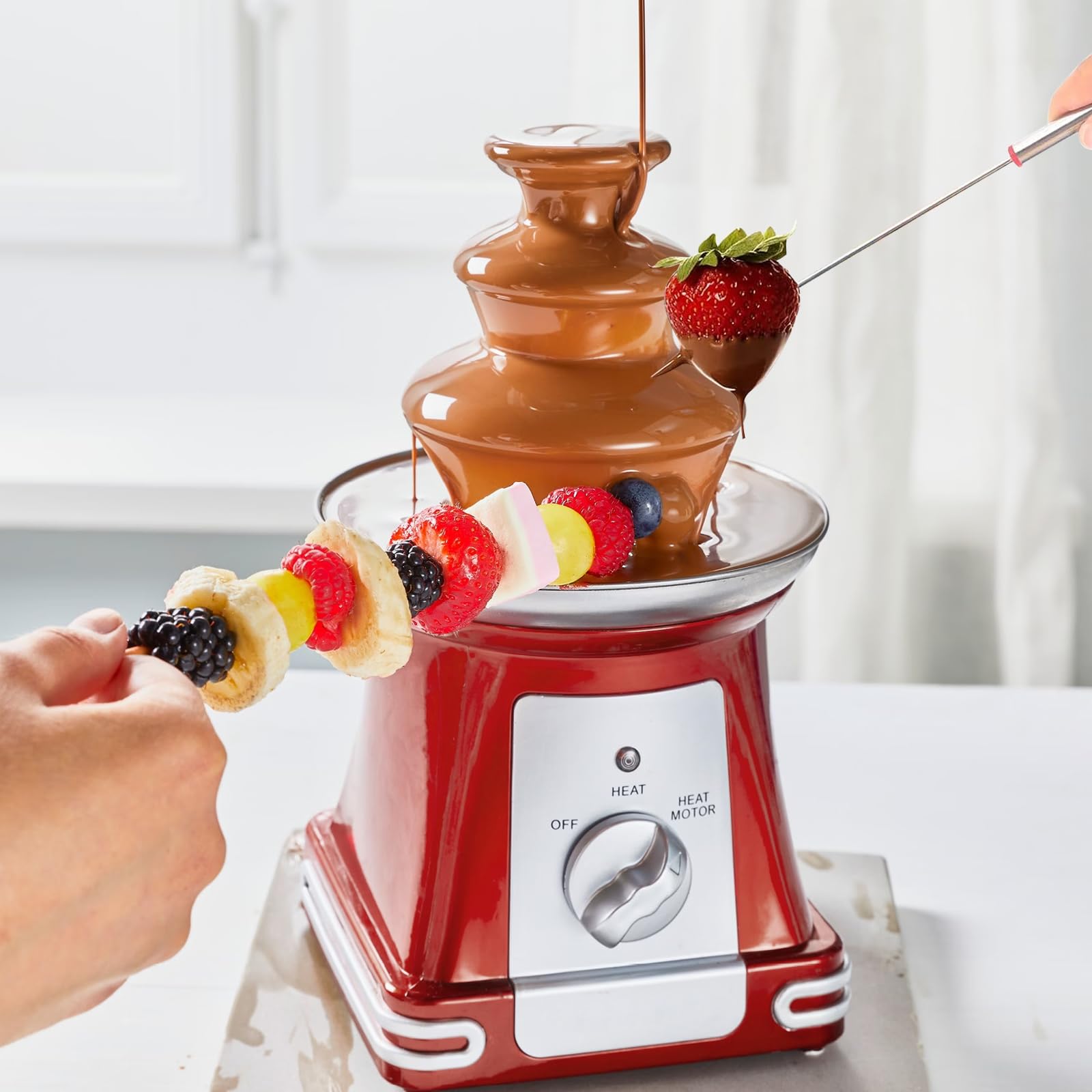 Fuente de Chocolate, 3 Niveles Fuente de Chocolate Eléctrica de Acero Inoxidable, Chocolate Fundido para Casa y Fiestas, Ideal para Navidad, Brunch y Recepciones