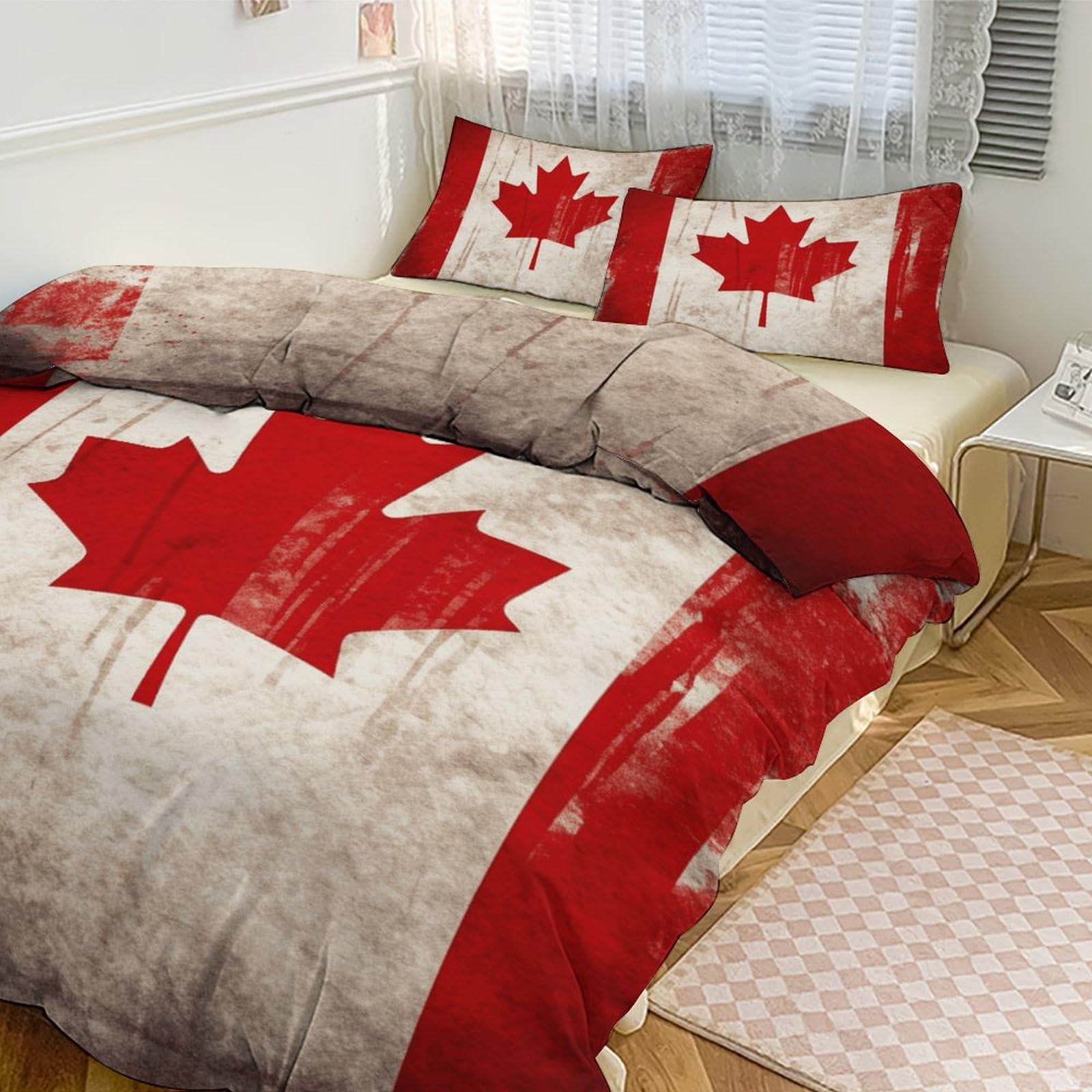 Couette pour grand lit rétro Canada, parure de lit 3 pièces épaisse et couvre-lit