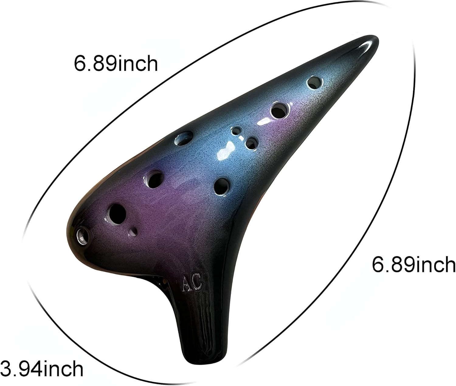 12 Hole Ocarina Instrument With Song Book for Beginner,Alto C Ceramic Ocarina(Starry Blue & Purple & Black)