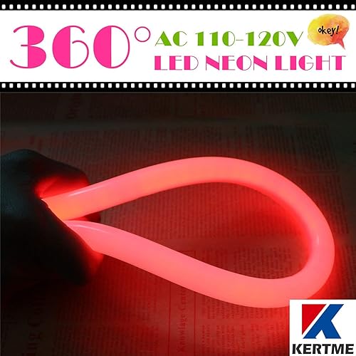 Vista 17 de 360° Neon Led Type AC 110-120V 360 Degree NEON LED Light Strip, Flexible/Waterproof/Dimmable/Multi-Modes LED Rope Light + Remote for