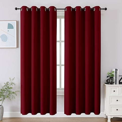 Miniatura 60 de CUCRAF Juego de 2 paneles de cortinas opacas negras de 54 pulgadas de largo, cortinas de oscurecimiento de habitación para sala de estar y