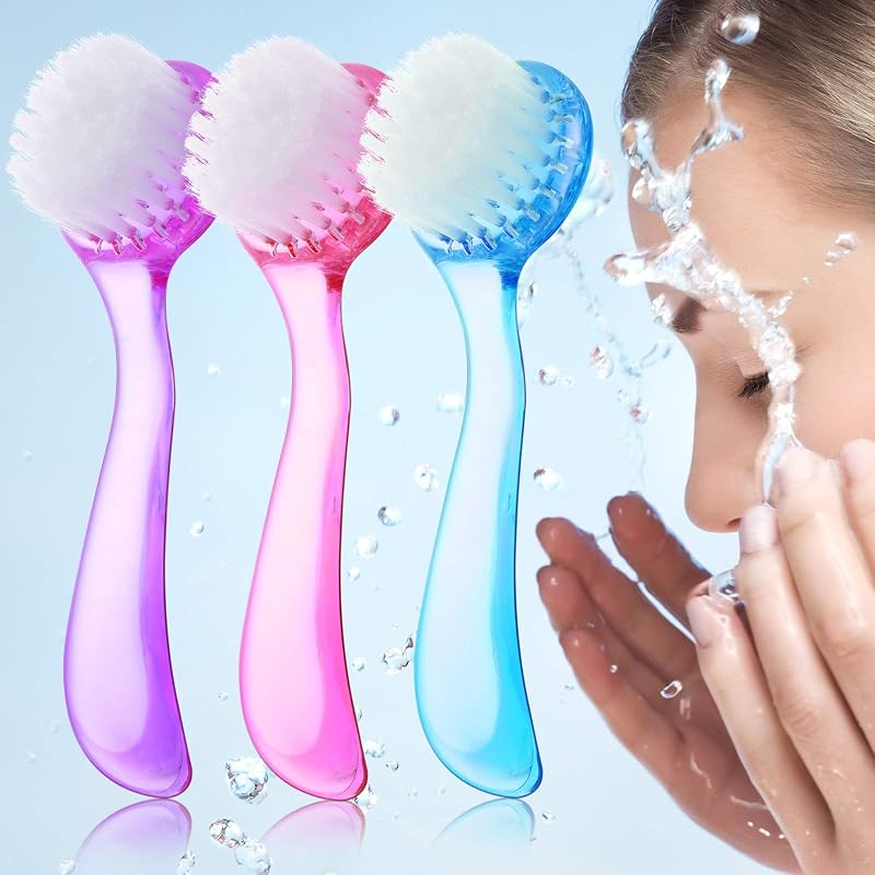 Escovas manuais para limpeza facial Patelai nas cores rosa, roxa e azul — 3 unidades