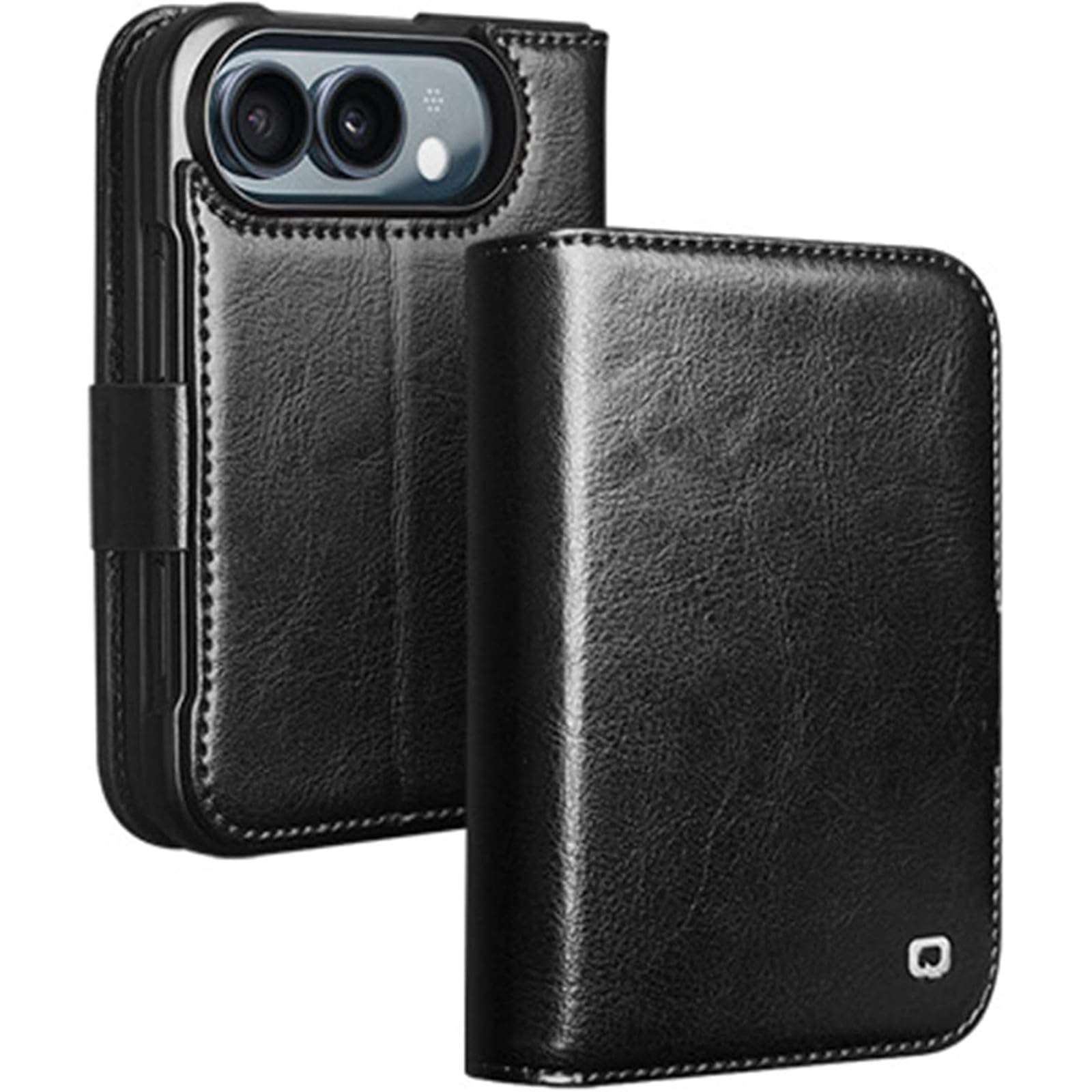 Pour iPhone Duo Étui Portefeuille en Cuir Véritable avec Support Pliable
