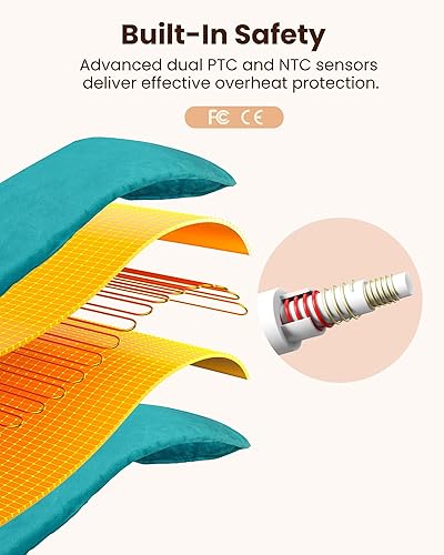 Miniatura 5 de Almohadilla térmica con peso para aliviar el dolor de cuello y hombros, envoltura de calefacción eléctrica, 6 ajustes de calor, 4 temporizadores,