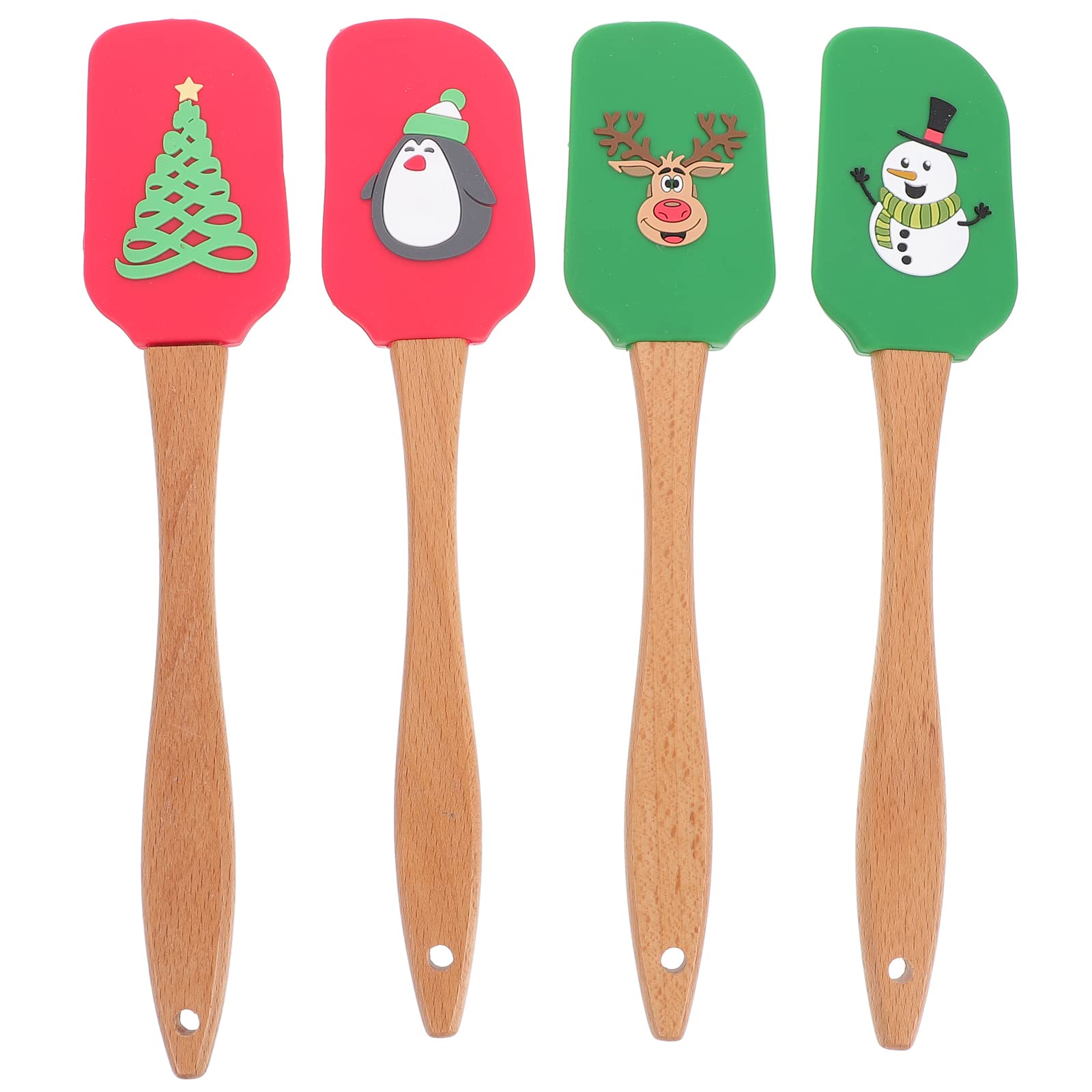 VALICLUD 4 Pièces Spatule Silicone pour Gâteau avec Poignée Ergonomique Ustensiles de Cuisine pour Étaler Crème et Pâte Outils de Cuisson Sûrs et Faciles à Nettoyer Rangement Suspendu