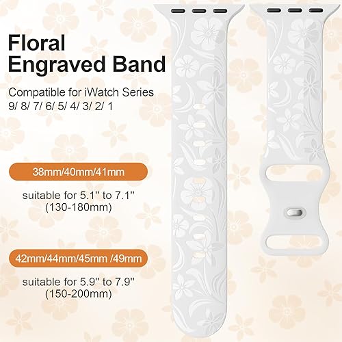 Miniatura 8 de Correa de reloj compatible con Apple Watch Band de 1.49, 1.57, 1.61, 1.65, 1.73, 1.77 y 1.77 pulgadas, correa de diseñador de flores silvestres