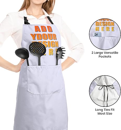 Miniatura 10 de kakapiu Apron for Women with 2 Pockets Bib for Kitchen Cooking Restaurant Painting Crafting Salon Gift