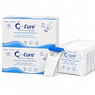 C-Cure Disposable Razor For Men Pack of 100 | Surgical Skin Blade Use And Throw Shaving Razor With Safety Cap | Manual Beard And Face Grooming | Travel Friendly Stainless Steel Blade | ISO CE Approved