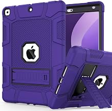 iPad 9th Generation Case, iPad 8th Generation Case, iPad 7th Generation Case, Hybrid Shockproof Rugged Drop Protection Cover with Kickstand for iPad 10.2'' Purple+Black