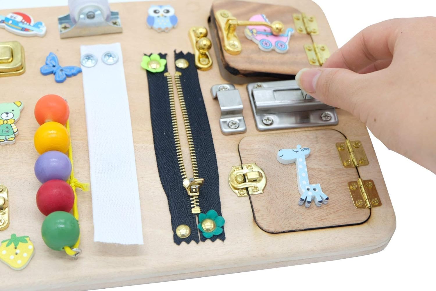 Busy Board 30 x 20 cm (12 x 8 inches) ,Travel Busy Broad, Toy for Toddler, Sensory Children Game, Activity Toy, Montessori Toy, Wooden Toy, Toddler quiet game - Made In Vietnam