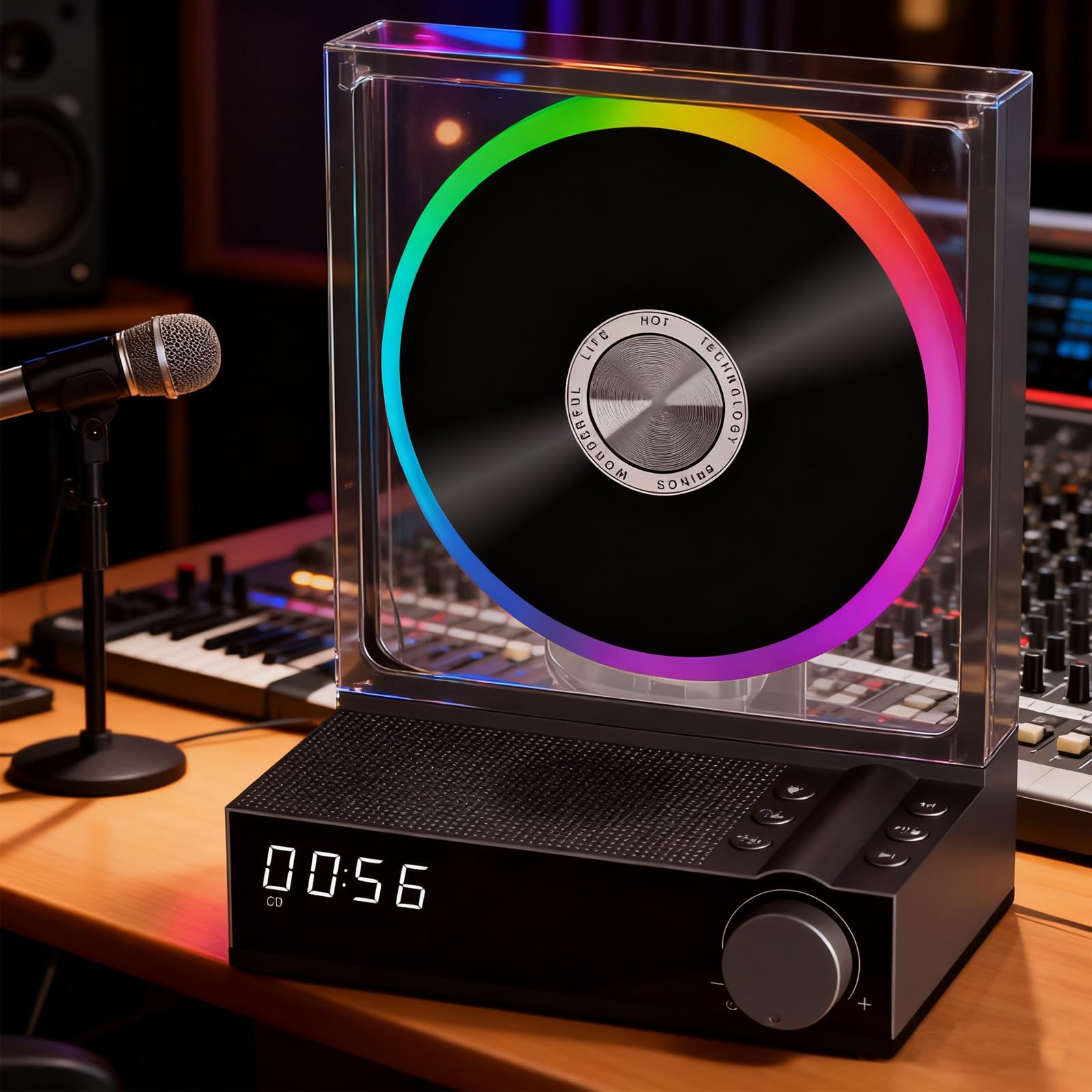 Lettore CD portatile con Bluetooth 5.3, altoparlanti HiFi, luci RGB, telecomando, supporta MP3 WMA WAV AAC APE FLAC per uso domestico