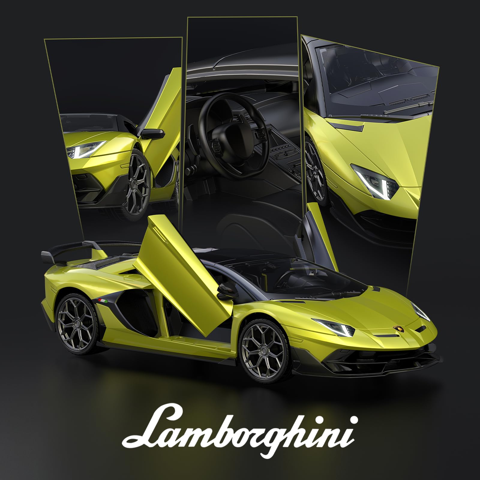 AEROQUEST 1:14 Lamborghini, auto telecomandata, 2,4 GHz, con licenza ufficiale Lamborghini RC auto con telecomando e faro per ragazzi e ragazze, regalo di compleanno, verde