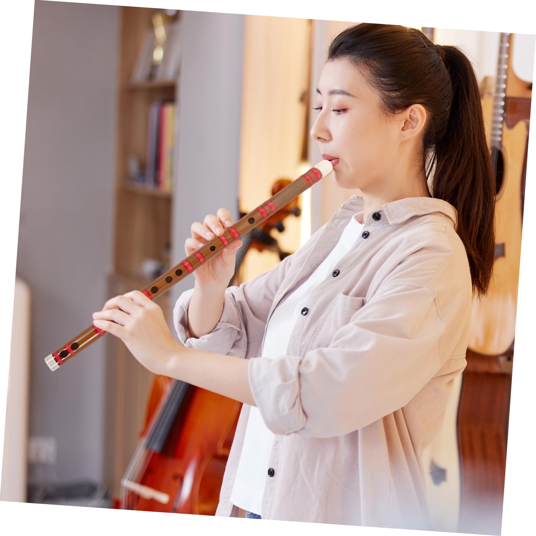 Amazon | Mikinona 竹笛 長い竹笛 初心者用 の伝統楽器 バンブー