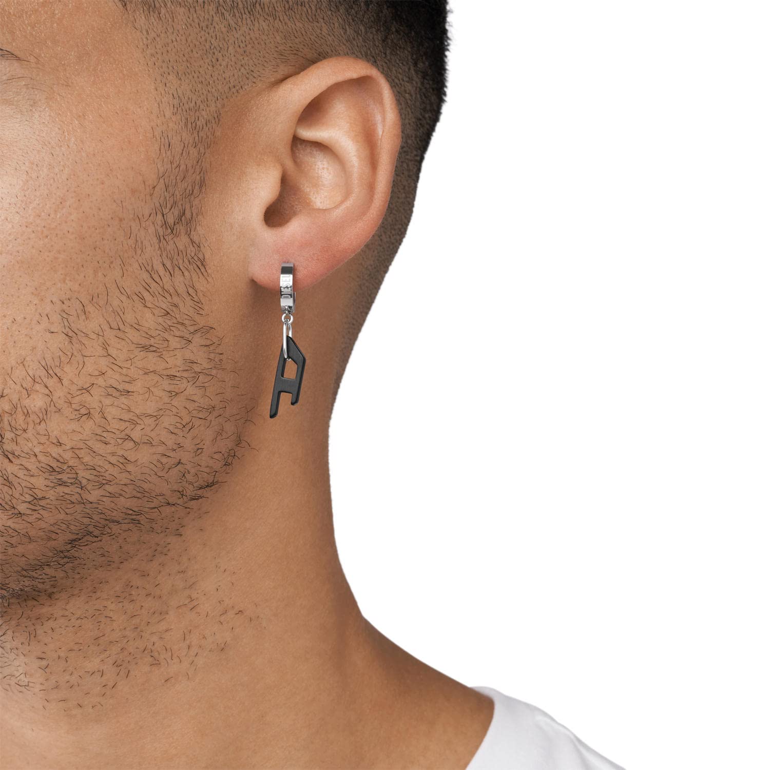 Diesel オールジェンダー ステンレススチール ピアス, Length: 13.3MM, Width: 3MM, Height: 13.3MM, ステンレス鋼, 宝石なし