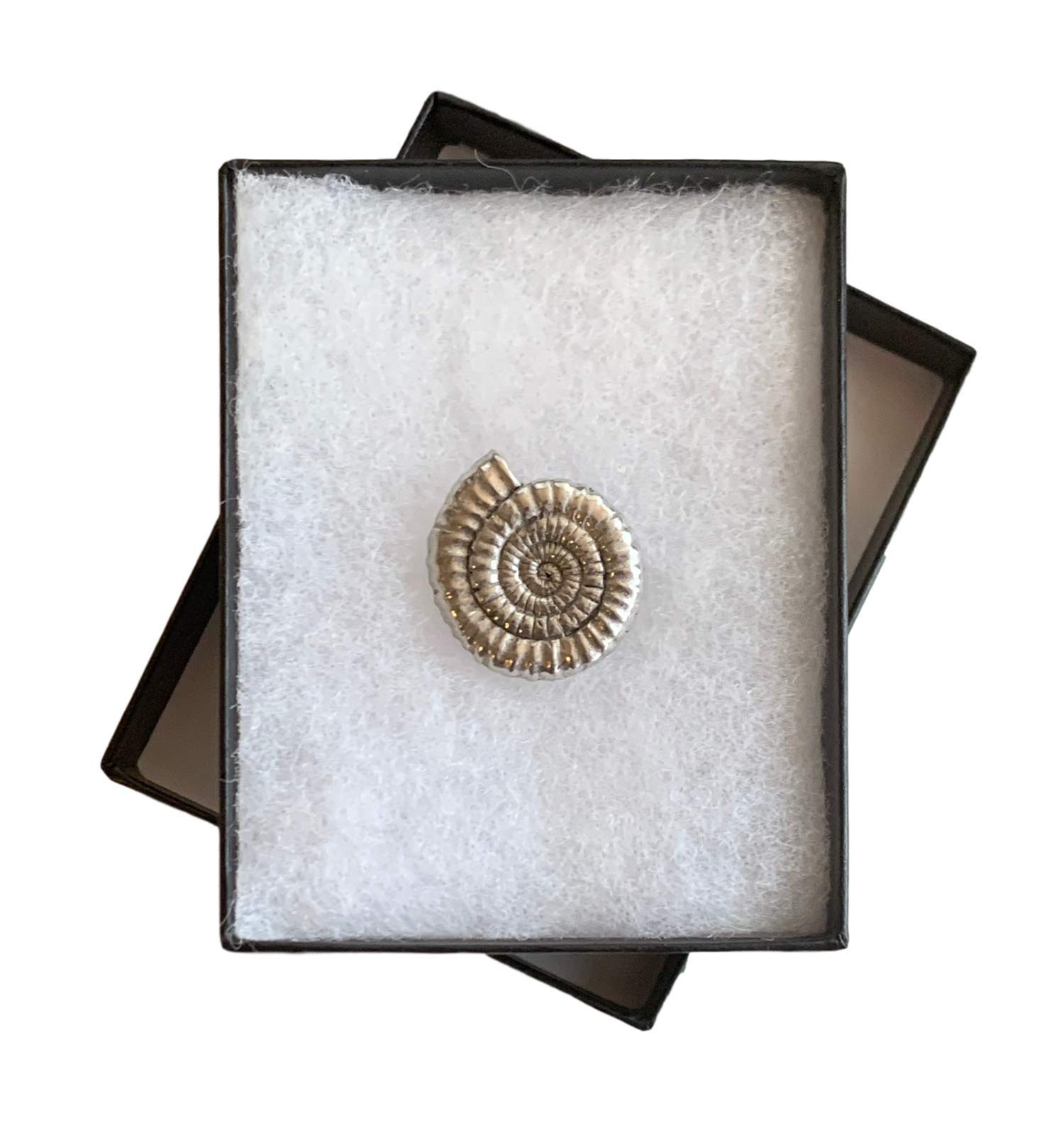 Smartbadge® Ammonite Fossil Handmade Pewter Lapel Pin Badge in Gift Box + 59mm Button Badge