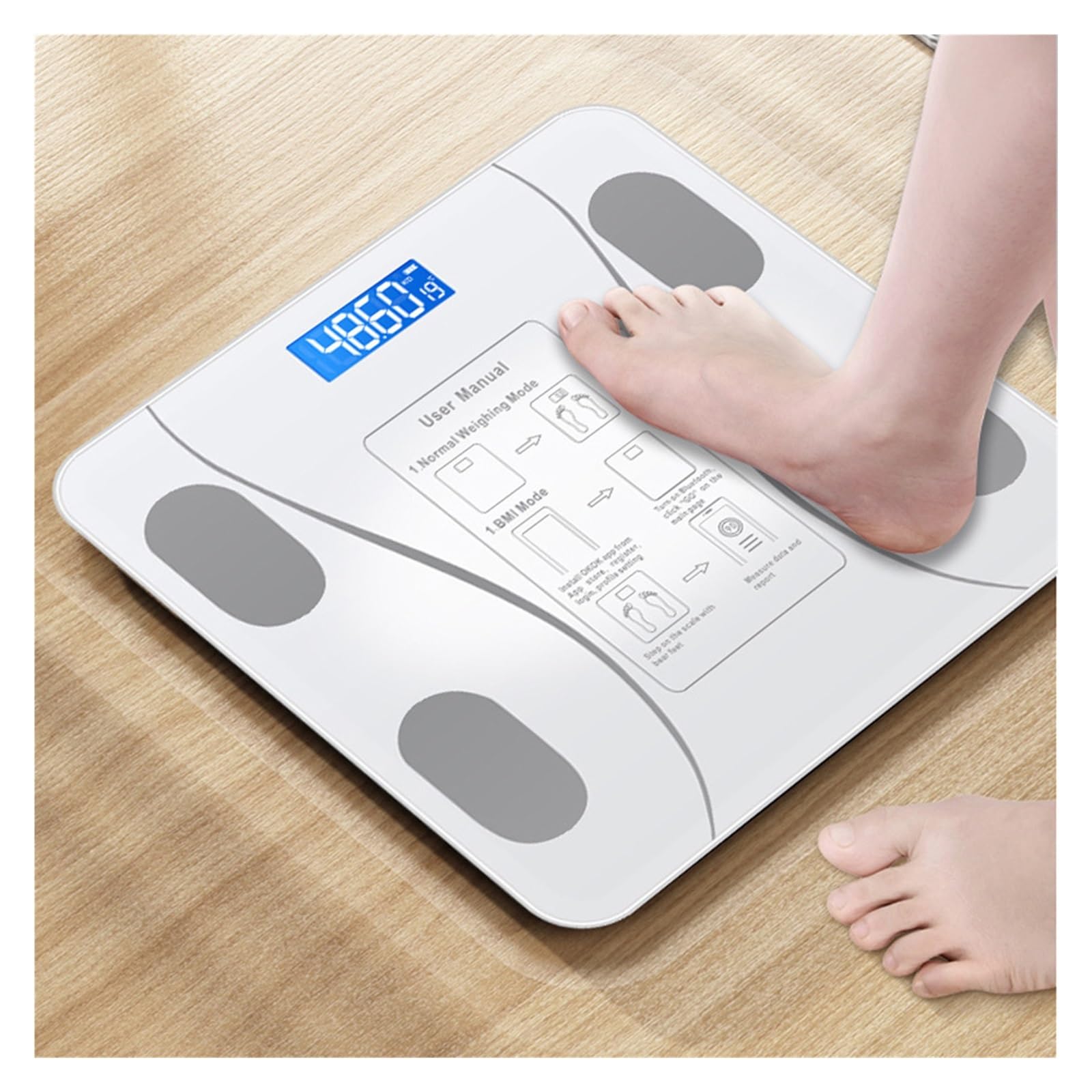 Báscula De Cuerpo Inteligente Con Bluetooth, Baño, Peso Corporal IMC, Electrónica Digital LED, Analizador Composición Preciso FáCil De Leer(Pink)