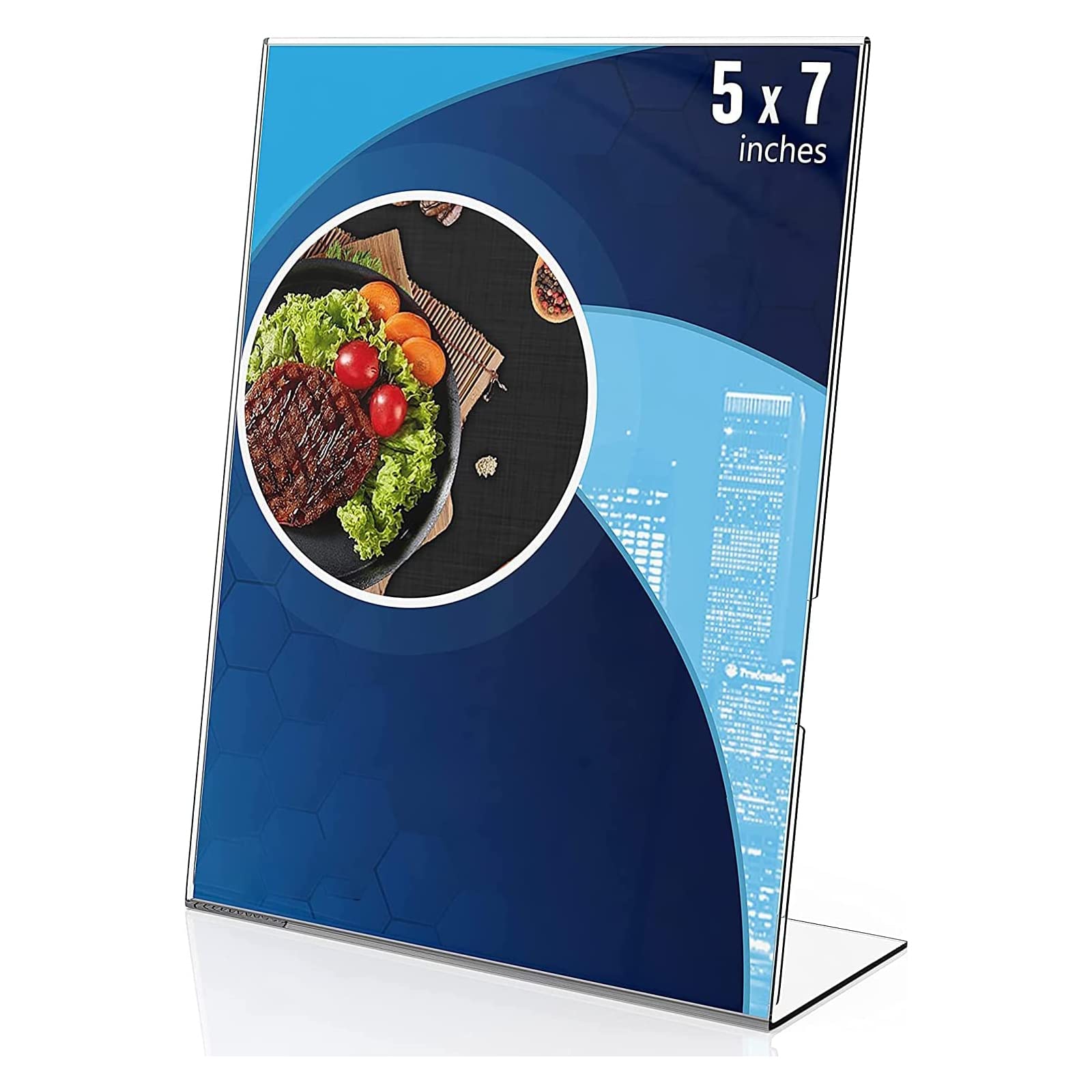 THE WHITE SHOP Acrylic Sign Holder 5x7 in - Table Top Plastic Paper Holder - Paper Display Stand 5 x 7 - Clear Plastic Document Holder Stand - Acrylic Stands for Display ,3Pack