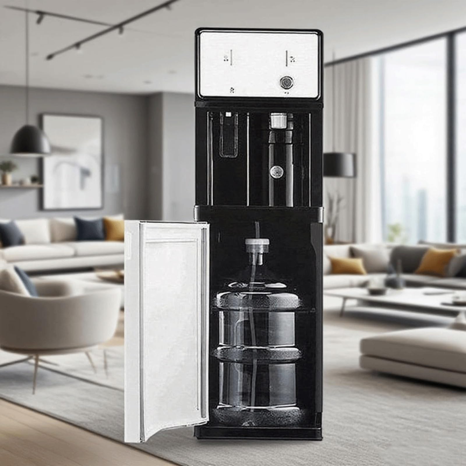 Water Cooler Dispenser With Bottom Loading For Home,Office,Commercial,Freestanding Mains Fed Unit Floor Standing Drinking Fountain (English Version),White,41.33x12.20x12.20inch(Bottle)
