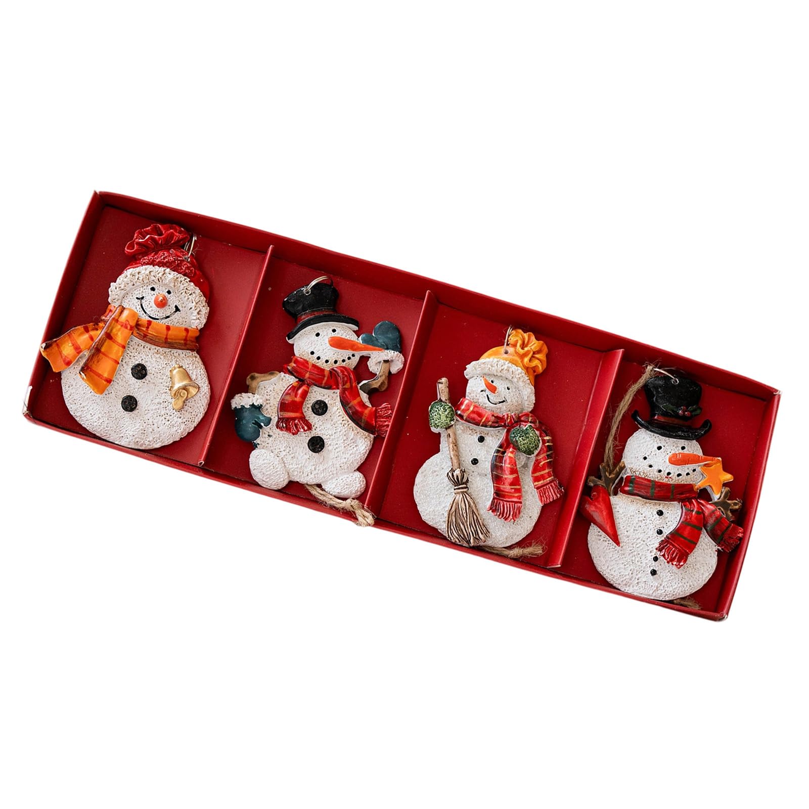 Carotoe Snowman Handcrafted Resin Santa/ Figurines For Miniature Landscape Holiday Accent Hanging Pendant Accessories Resin Santa/ Party Supplies