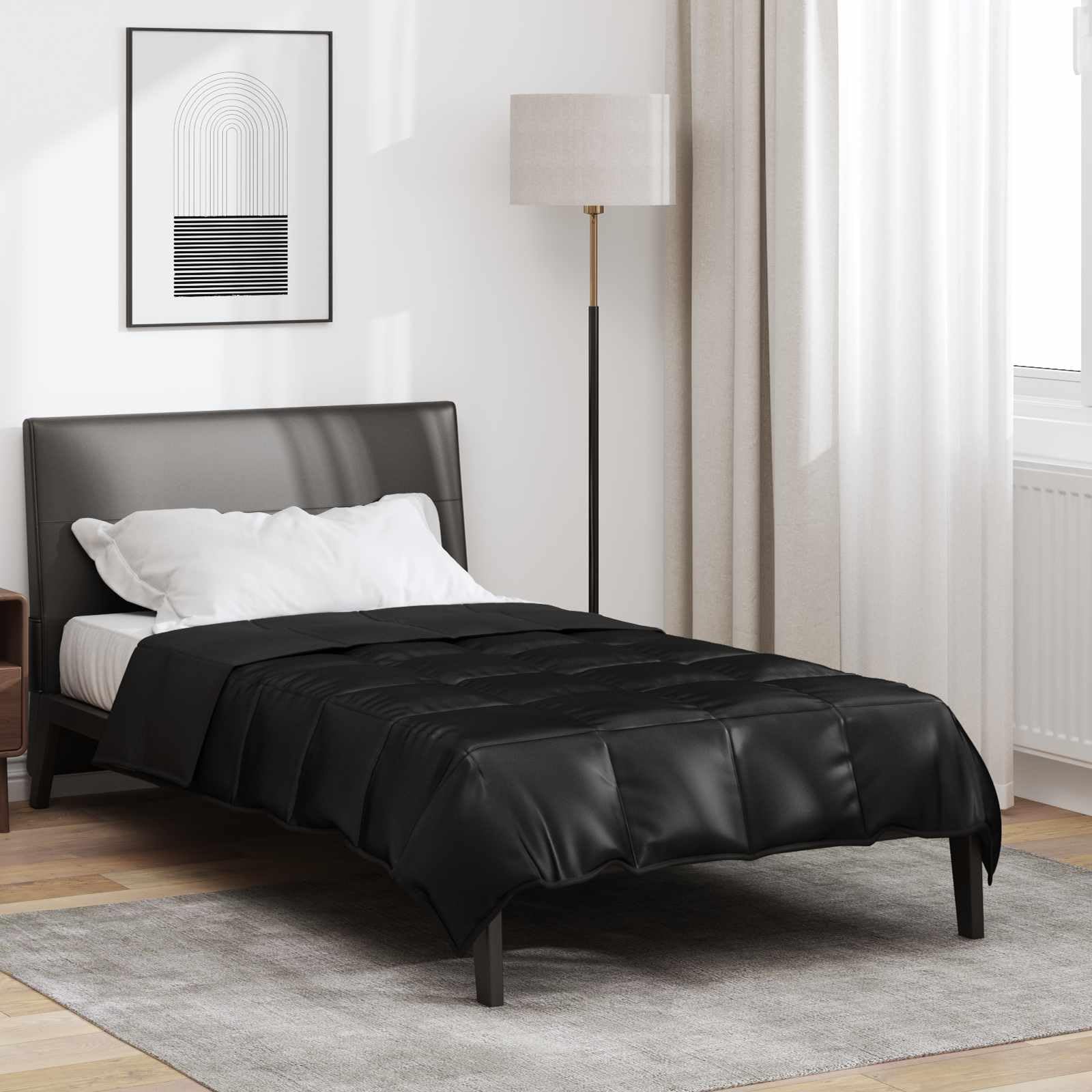 Couette en microfibre satinée noire 140x220 cm confort toutes saisons
