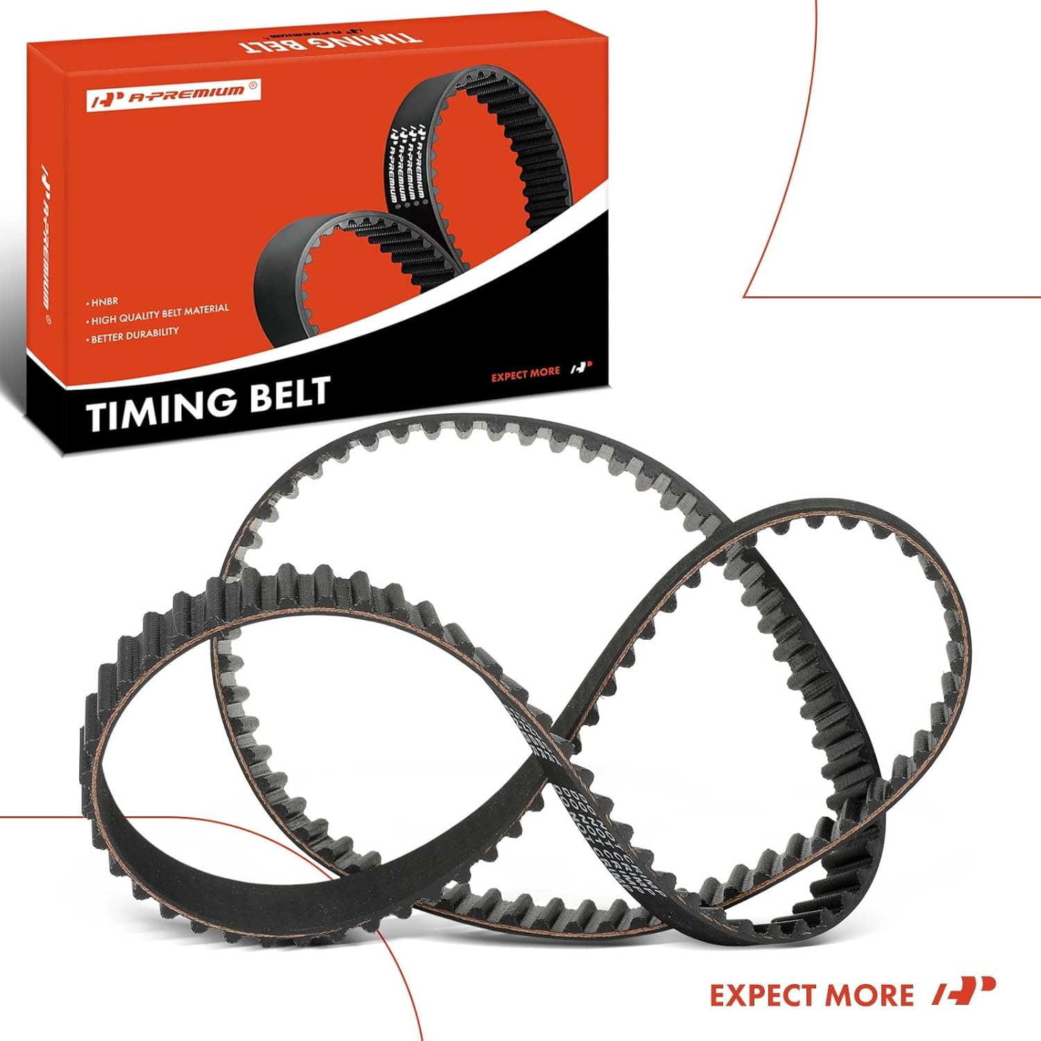 A-Premium Engine Timing Belt Compatible with Ford Focus 2000-2004, Contour 1998-2000, Escort 1998-2003 & Mercury Cougar 1999-2002, Mystique 1998-2000, 2.0L DOHC