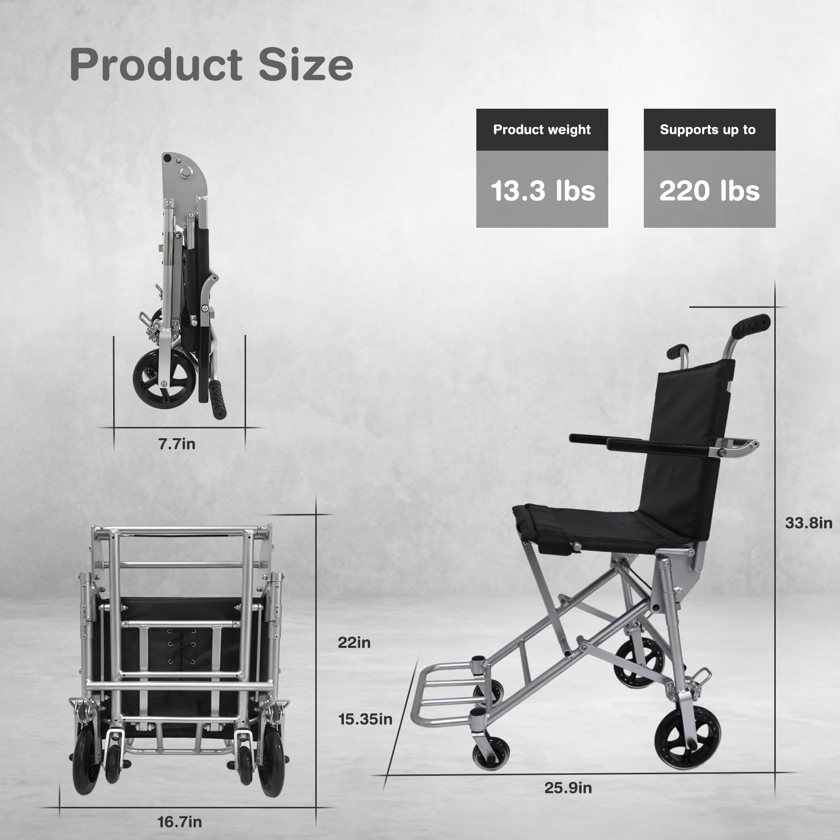 Lightweight Folding Wheelchair - Portable & Travel -2