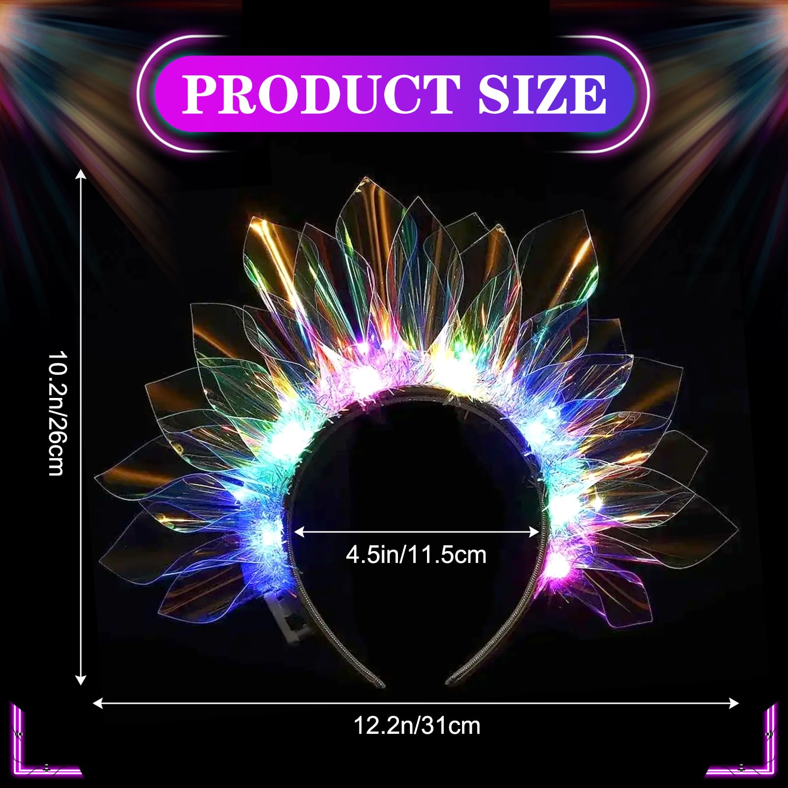 Cerchietto LED Colorato Con 3 Modalità Di Luce – Perfetto Per Festival, Halloween E Natale, Leggero E Comodo Per Donne E Ragazze - 5