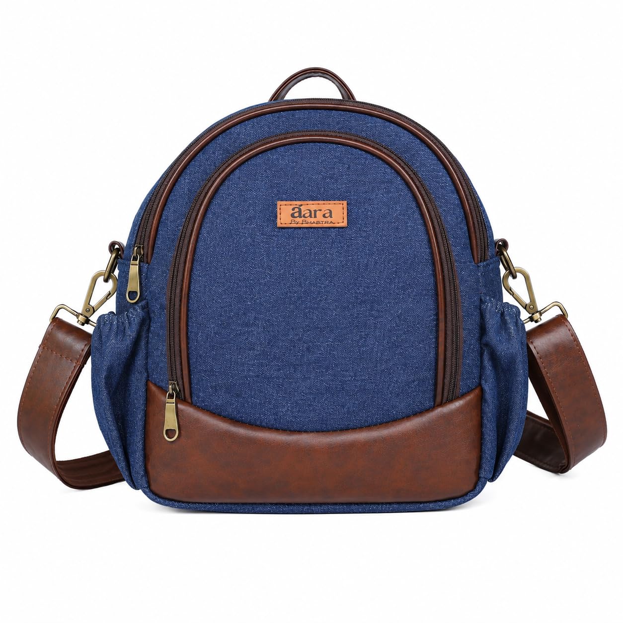 aara Tripling Denim Backpack | 3-in-1 Convertible Backpack, Tote & Crossbody Bag | Premium Denim & Vegan Leather Travel Bag with Dual Bottle Holders for Work, College, Travel & Everyday Use-image-18
