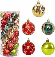 Vista 4 de Adornos de bola de Navidad, paquete de 30 bolas de Navidad inastillables de 2.4 pulgadas, adornos colgantes decorativos para árbol de Navidad