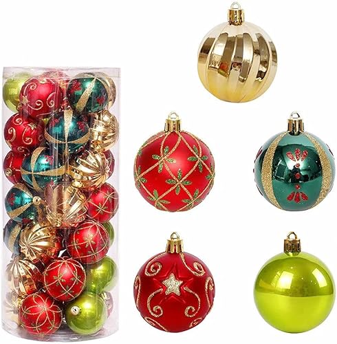 Miniatura 4 de Adornos de bola de Navidad, paquete de 30 bolas de Navidad inastillables de 2.4 pulgadas, adornos colgantes decorativos para árbol de Navidad