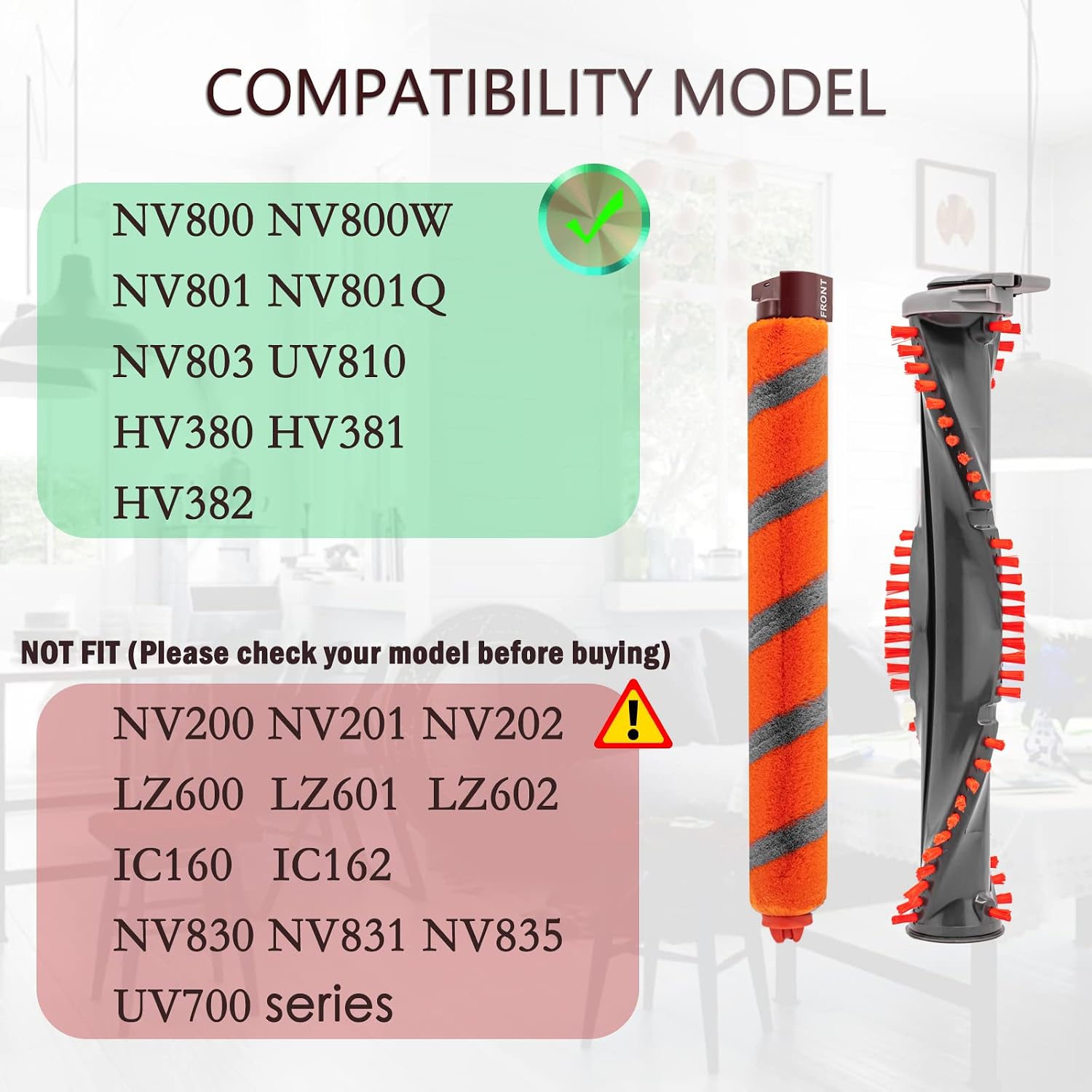 Replacement Roller Brush Kit Compatible with Shark NV800,NV800W,NV801,NV801Q,NV803,UV810,HV380,HV381,HV382,HV384 Vacuum Cleaner (1 Soft Roller Brush + 1 All-Surface Roller Brush)