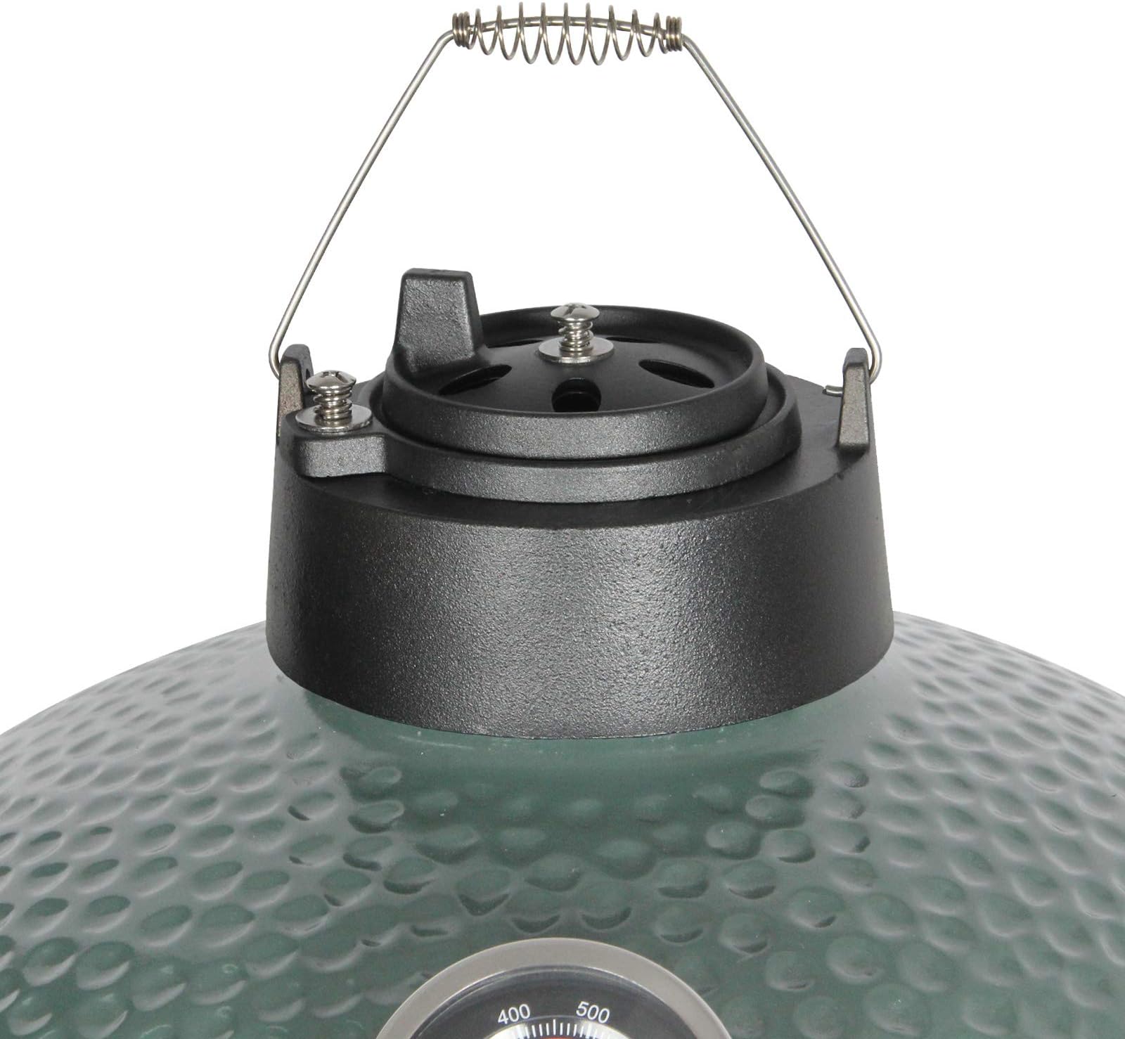 KAMaster Cast Iron Chimney Cap Daisy Wheel Compatible with Large&Medium Big Green Egg,Dual Function Metal Top with Slide Draft Top Damper Cap Kamado Accessories Vented Cap Grill Replacement Parts