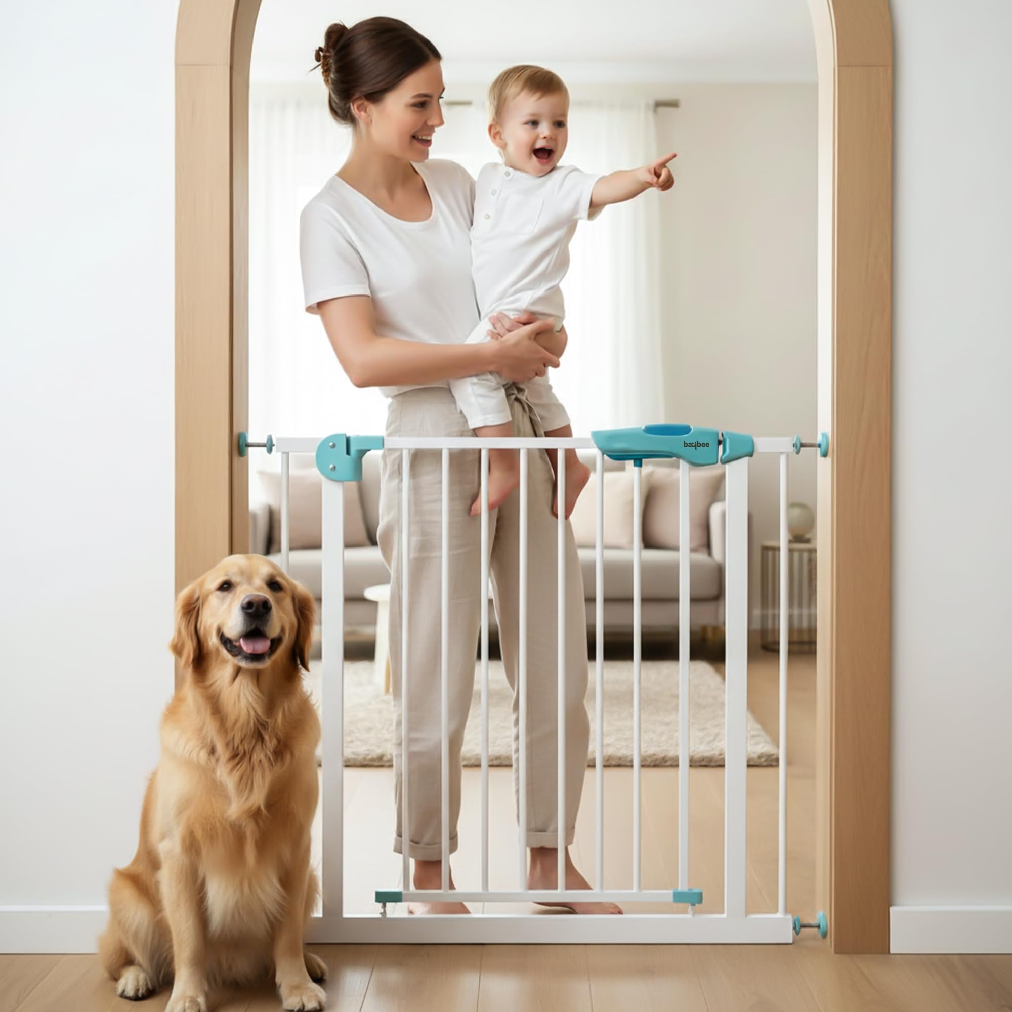 – Baybee Auto Close Baby Safety Gate Size 75-85cm, Extra Tall & Wide Baby Child Gate, Easy Walk Thru Pet Dog Gate for House, Doorway & Staircases