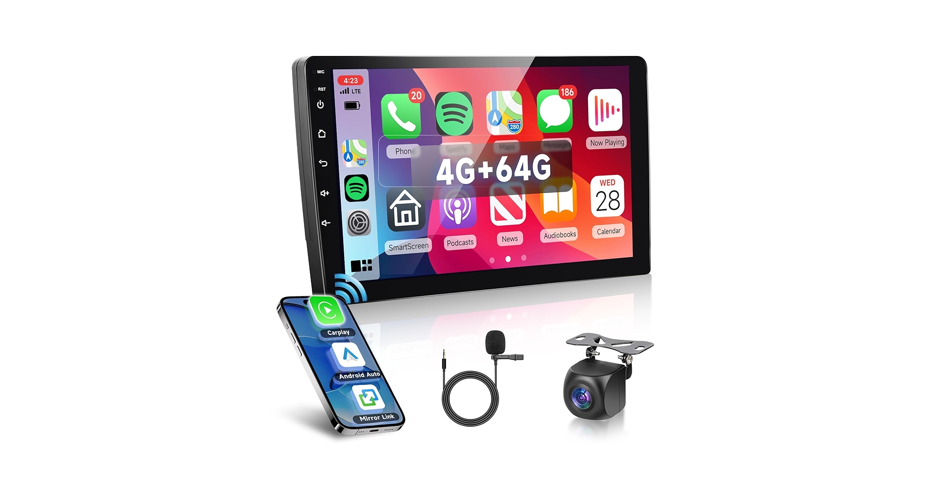 Amazon.com: [4G+64G] Android Car Stereo 10.1 Inch Double Din