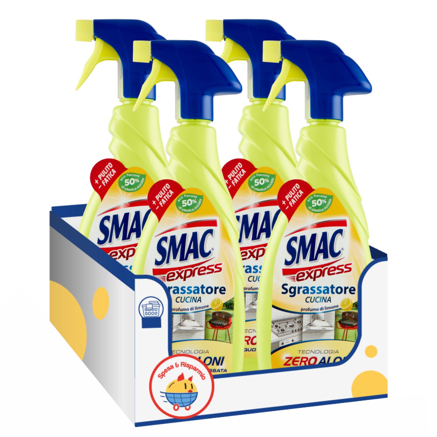 Sgrassatore Universale per Cucina – Profumo di Limone – Flacone Spray da 650 ml – Pulizia Grasso e Macchie – 4/8/12 Pezzi (12 PEZZI)