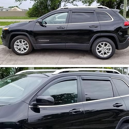 Miniatura 3 de Lightronic WV94981 - Protector de lluvia para ventana lateral de montaje exterior, color humo oscuro, juego de 4 piezas, se adapta al Jeep Cherokee