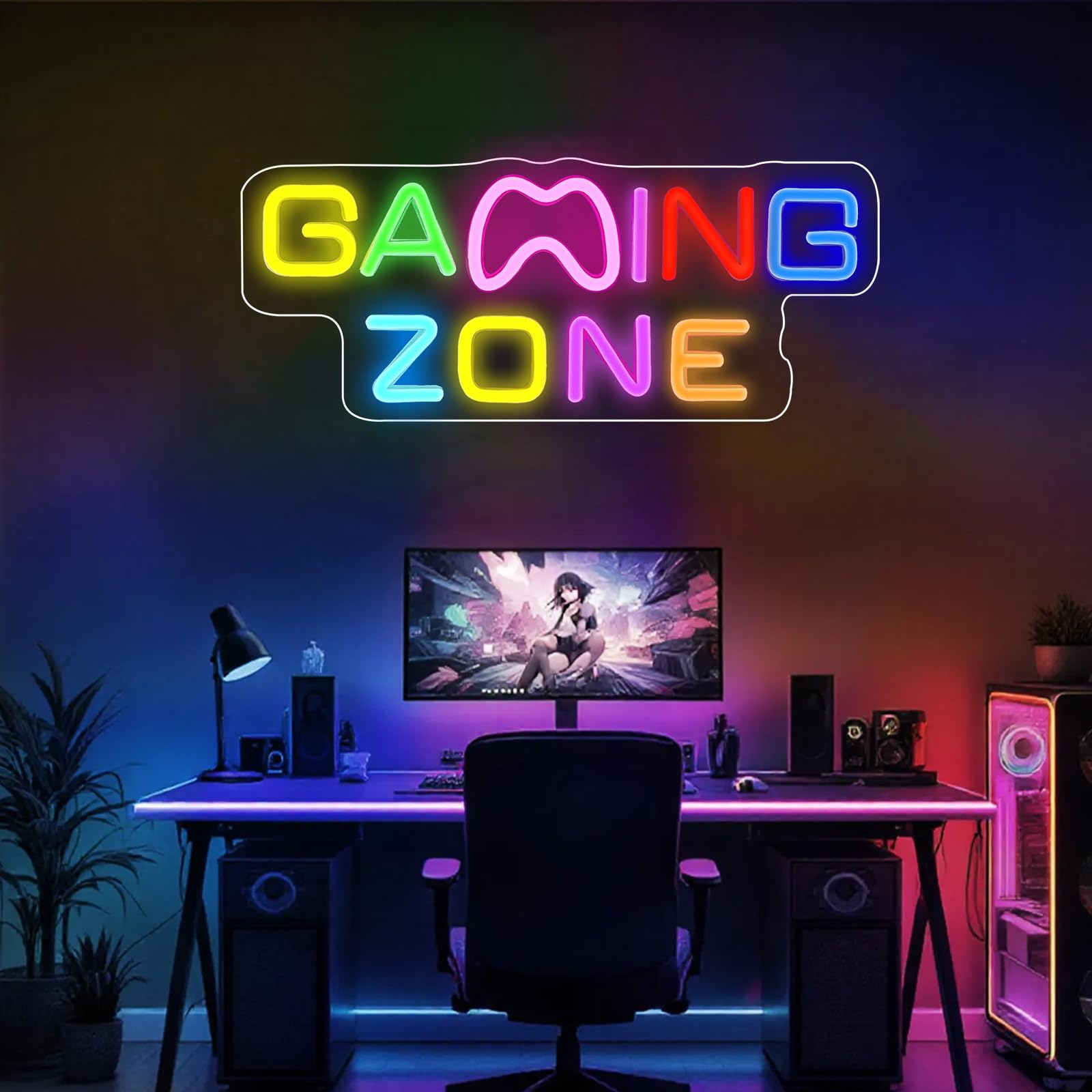 Gaming Zone Neon-Schild Mehrfarbiges Game-Zone-LED-Licht Neonlichter für Wanddekoration Neonlichter für Spielzimmer, Schlafzimmer, Männerhöhle Geschenk für Teens, Freunde, Jungen