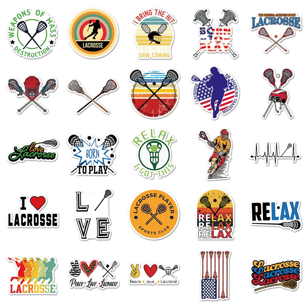 Modern Lacrosse Vinyl Stickers, 50 PCS Waterproof Graphic Sport Icon Decals for Laptops Scrapbooking, Journals, Notebooks - Image 2