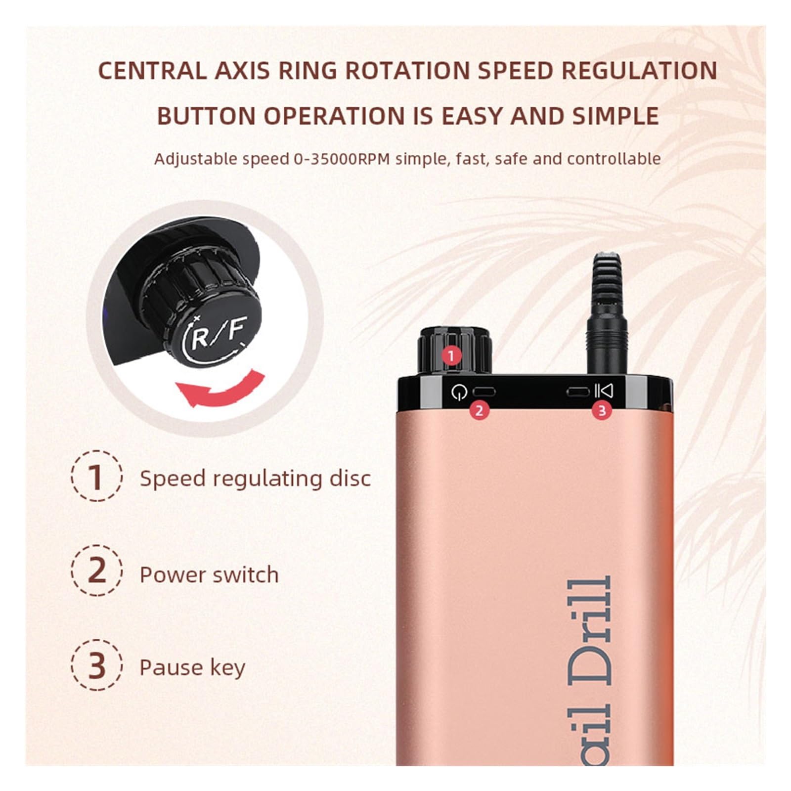 Torno para Uñas, Taladro eléctrico de uñas de 35000RPM for manicura, juego de cortadores de fresado for pulido de Gel, equipo de salón de uñas(Lilac purple)