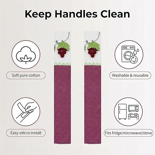 Miniatura 4 de Fundas para manijas de puerta de refrigerador, lavables, mantienen el electrodoméstico limpio para refrigerador, microondas, estufa, horno, atrapa