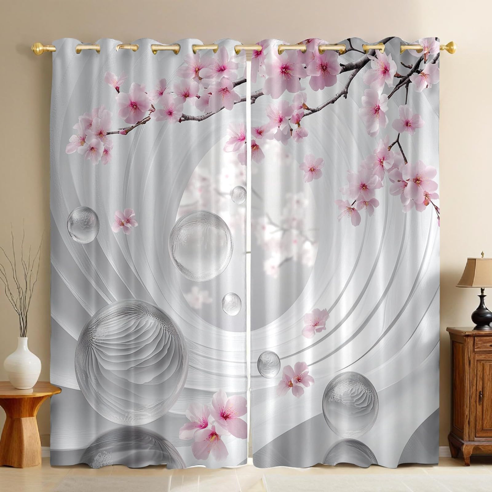 Rideaux occultants fleurs de cerisier pour chambre et salon