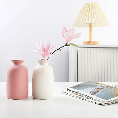 Miniatura 4 de Florero de cerámica blanca de tamaño pequeño para decoración del hogar, florero bohemio para flores secas + plantas de casa para bodas, hogar,